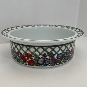 9" Vegetable Serving Bowl Dansk Nordic Garden Floral Lattice Weave Porcelain